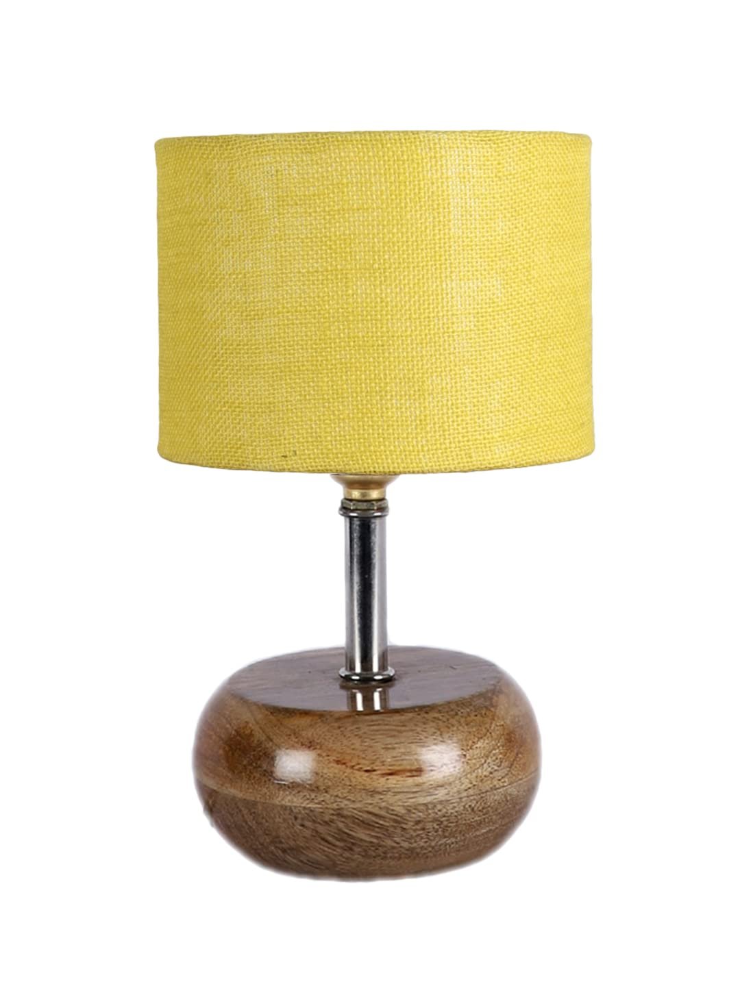 Yellow Jute Shade with with Wood lamp Base .(KK4545)
