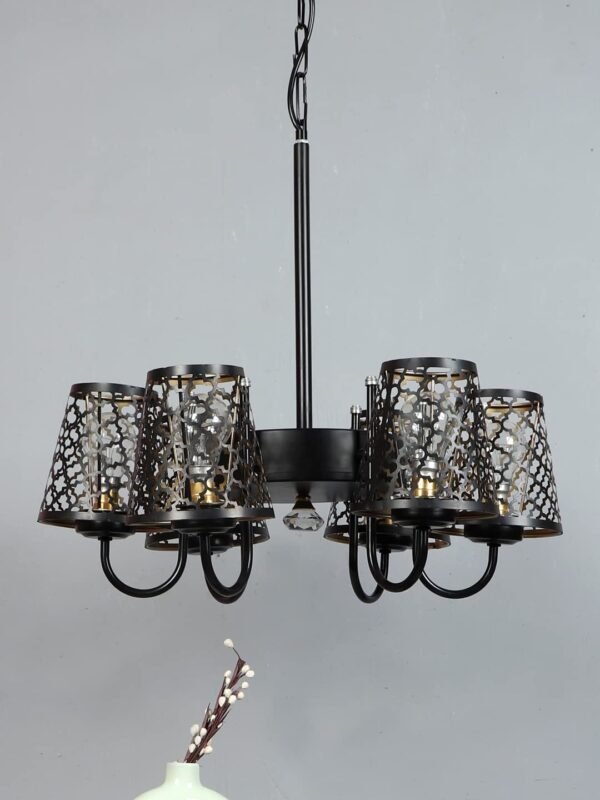 New Era 06 Light Chandelier with Etching Shades (ENG)