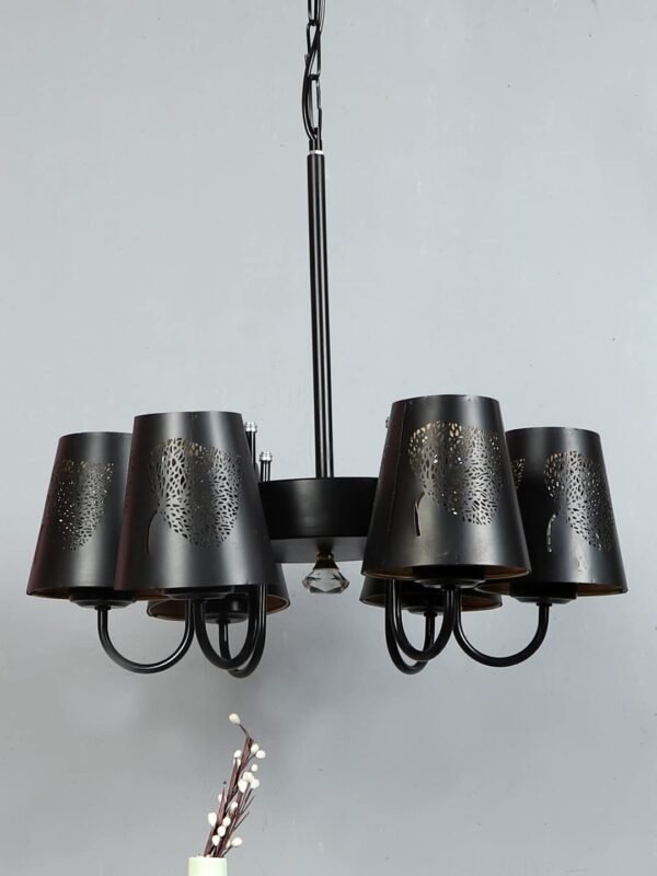 New Era 06 Light Chandelier with Etching Shades (ENG06)