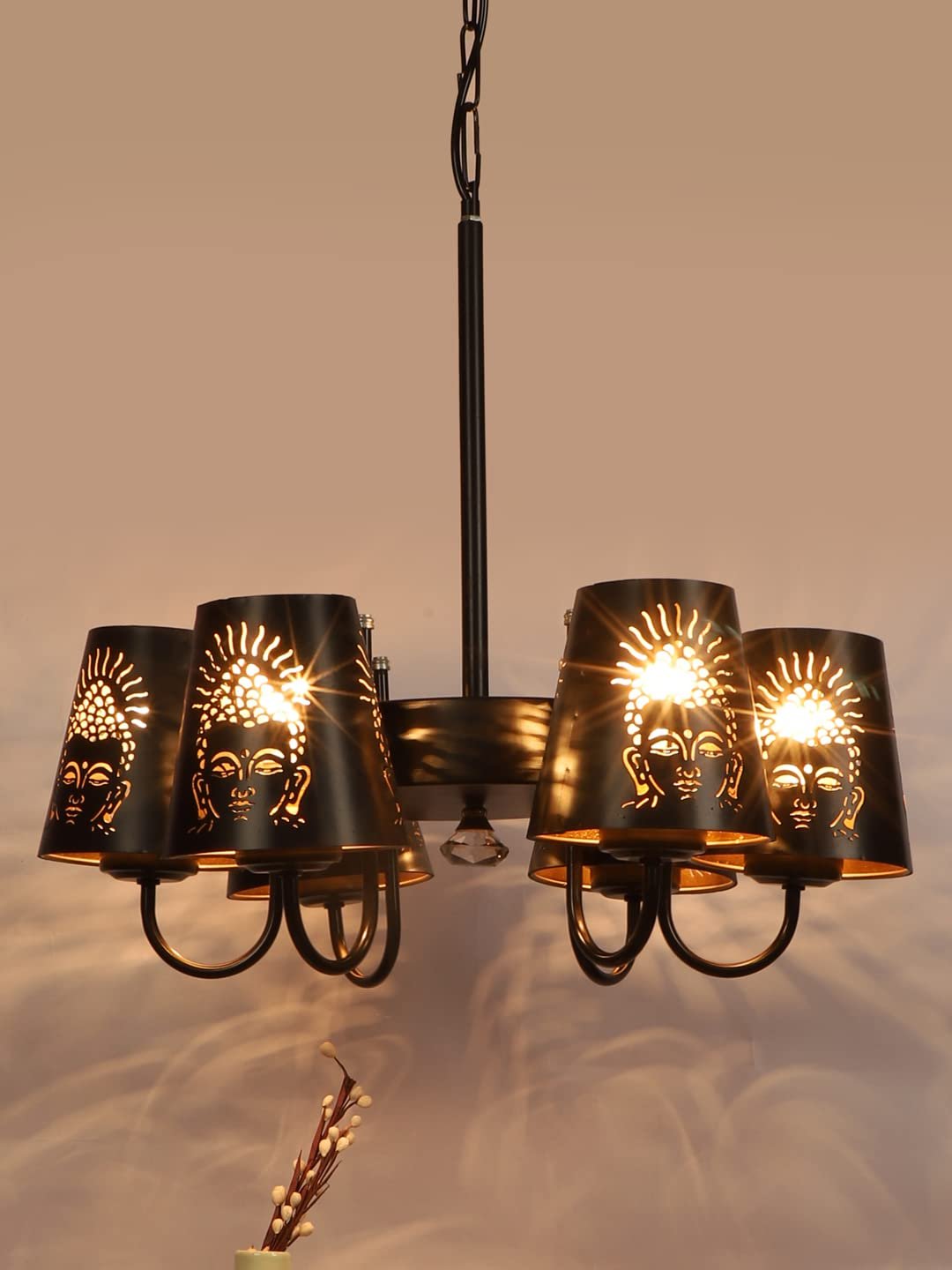 New Era 06 Light Chandelier with Etching Shades (ENG07)