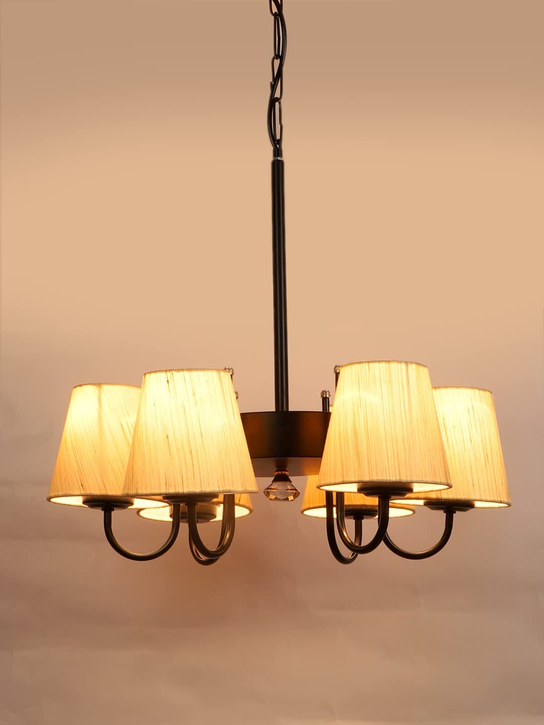 New Era 06 Light Chandelier with Conical Khadi Lamp Shade(ENG10)