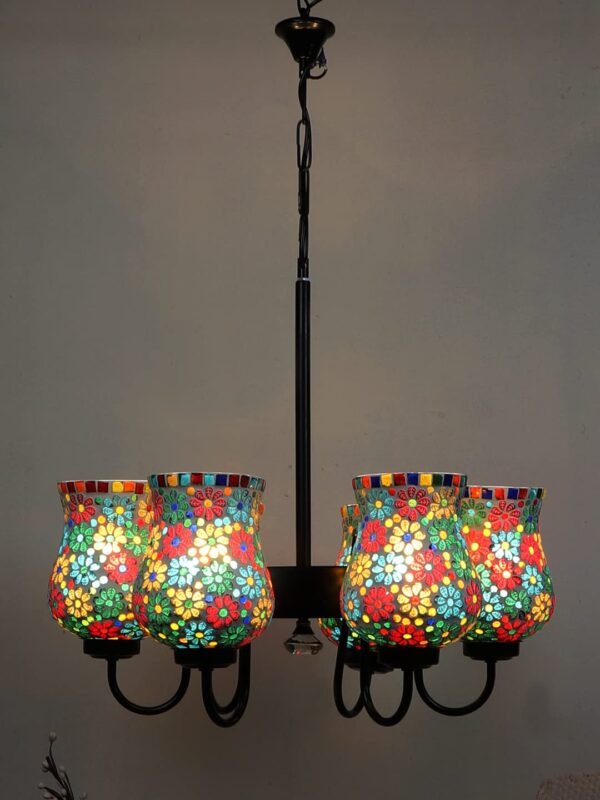 New Era 06 Light Chandelier with Mosaic Glass Shade (ENG16)
