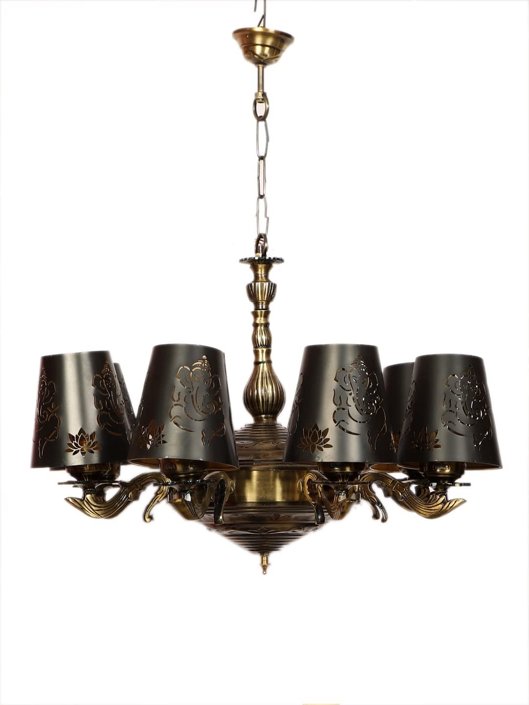 New Era 08 Light Chandelier with Etching Shades (ENG27)