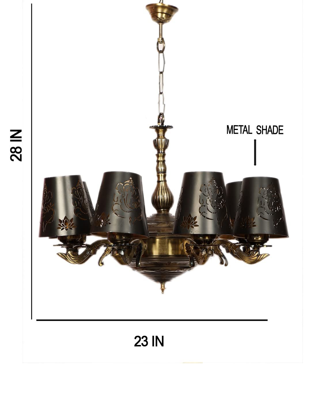 New Era 08 Light Chandelier with Etching Shades (ENG27)