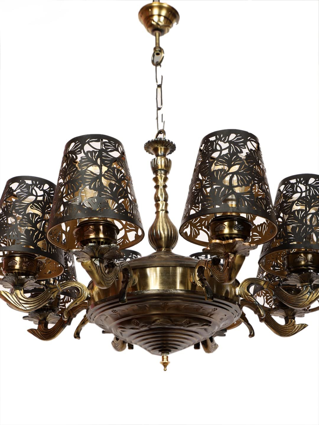 New Era 08 Light Chandelier with Etching Shades (ENG30)