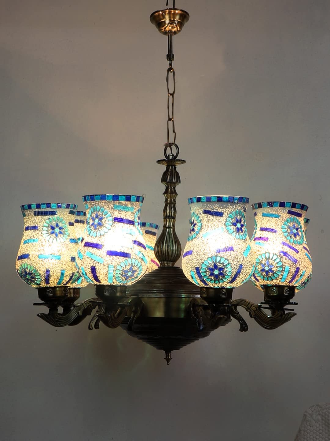 New Era 08 Light Chandelier with Mosaic Glass Shade (ENG45)