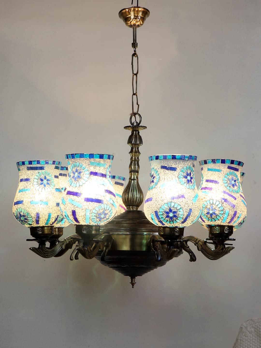 New Era 08 Light Chandelier with Mosaic Glass Shade (ENG45)