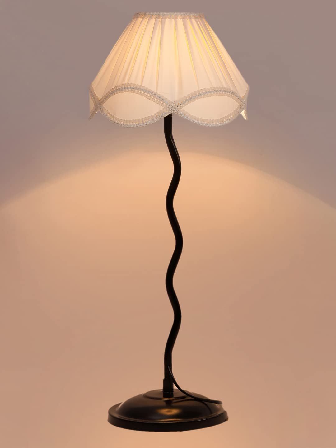 Off-White Vinatge Shade Iron Zig zag lamp (12x25.2) Inches -1