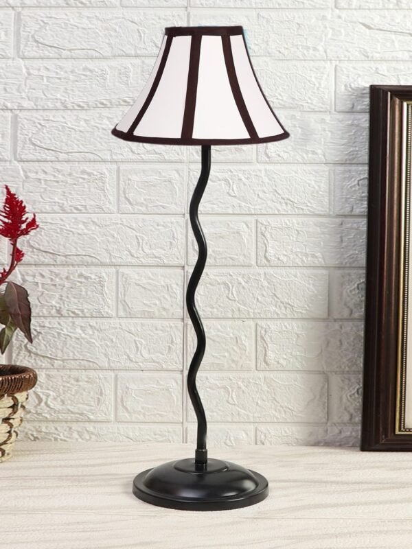 Multicolor Cotton Table lamp with Iron Zig Zag Lamp (12×24.2) Inches -3