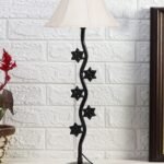 Off White Cotton Table lamp with Star Zig Zag Lamp (12×24.2) Inches -6