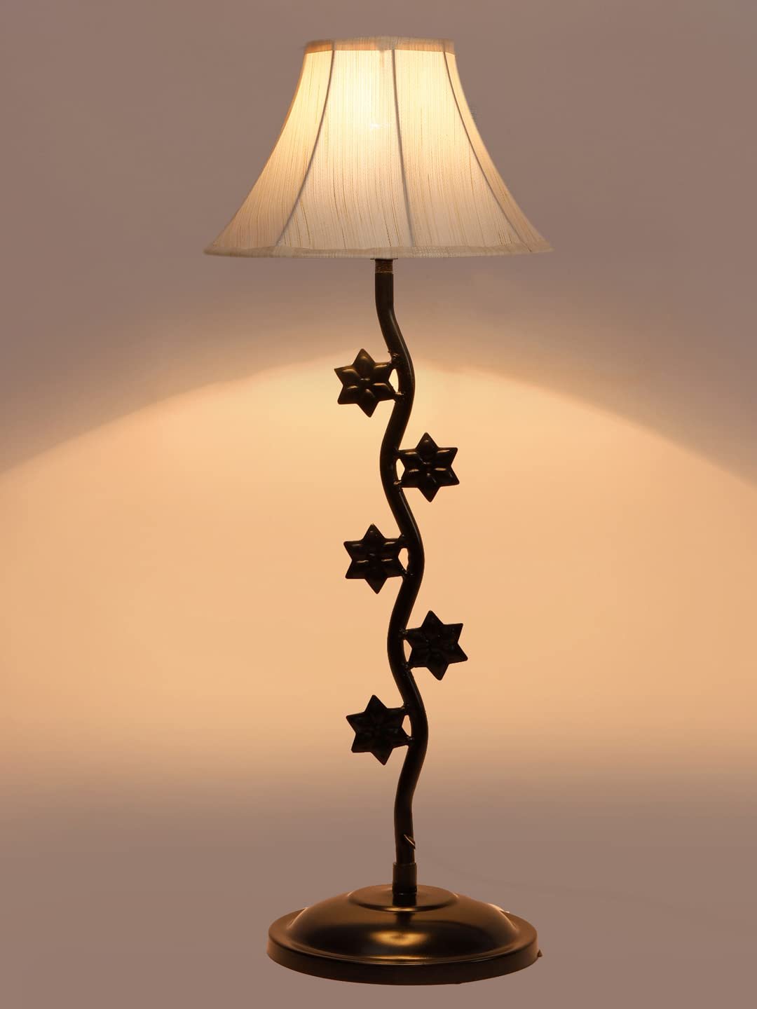 Off White Cotton Table lamp with Star Zig Zag Lamp (12x24.2) Inches -6