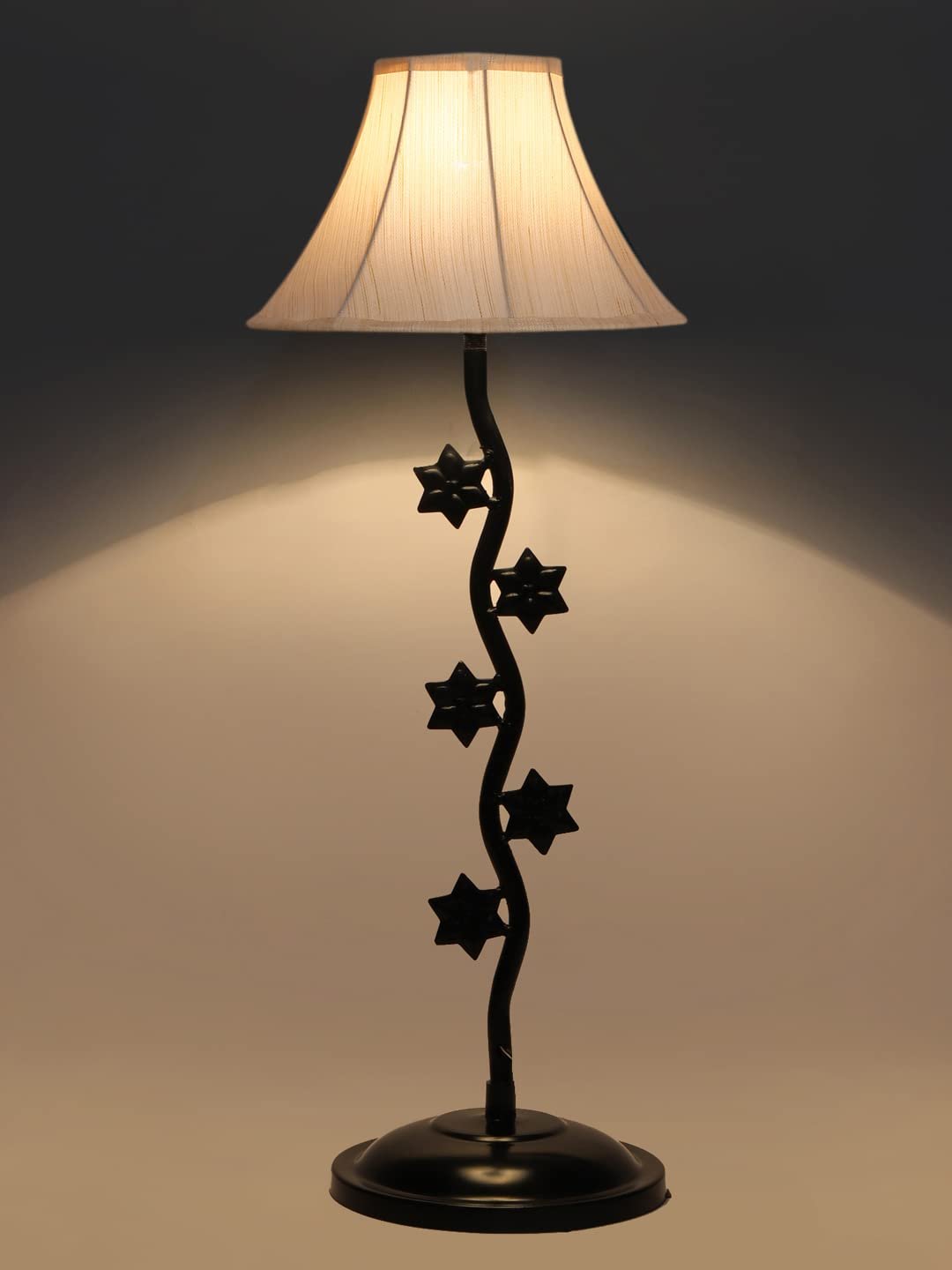 Off White Cotton Table lamp with Star Zig Zag Lamp (12x24.2) Inches -6