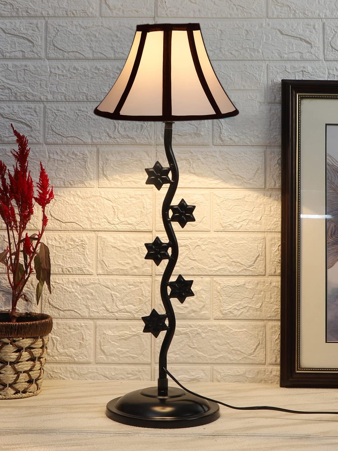 Multicolor Cotton Table lamp with Star Zig Zag Lamp (12x24.2) Inches -7