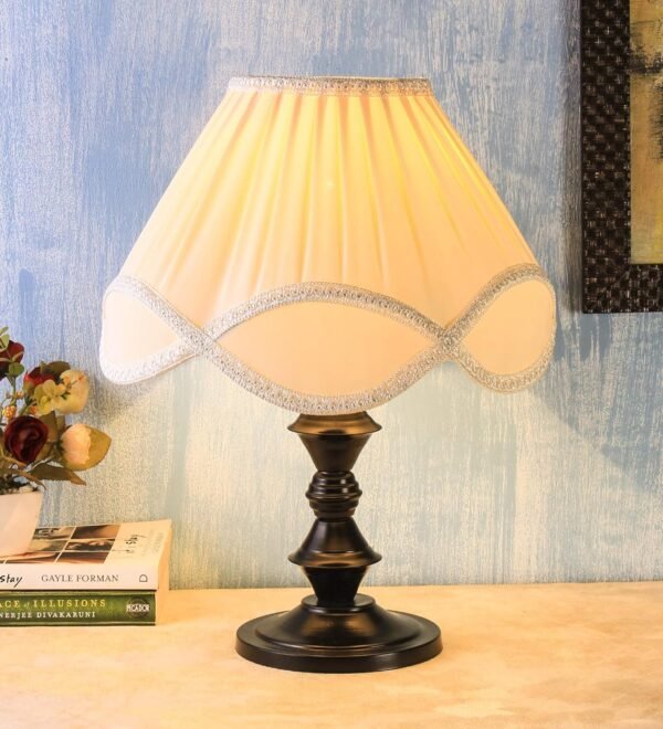 Off-White Vinatge Shade Iron Small Flower Iron lamp (12×25.2) Inches -12