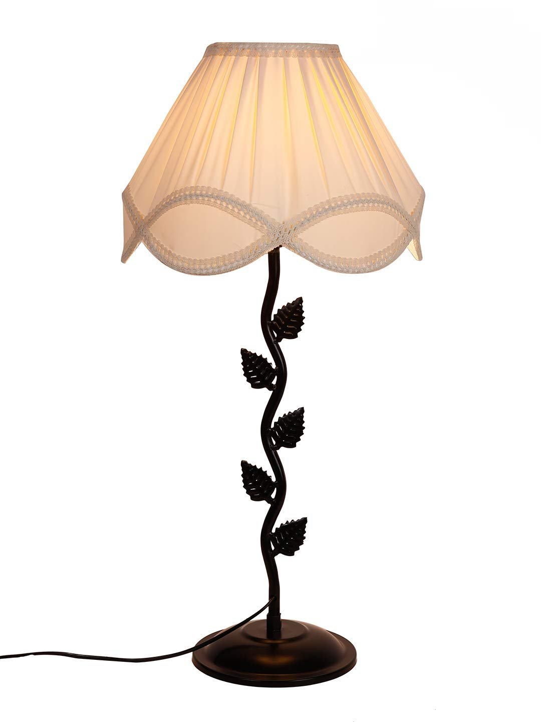 Off-White Vinatge Shade Iron Leaf lamp (12x25.2) Inches -13