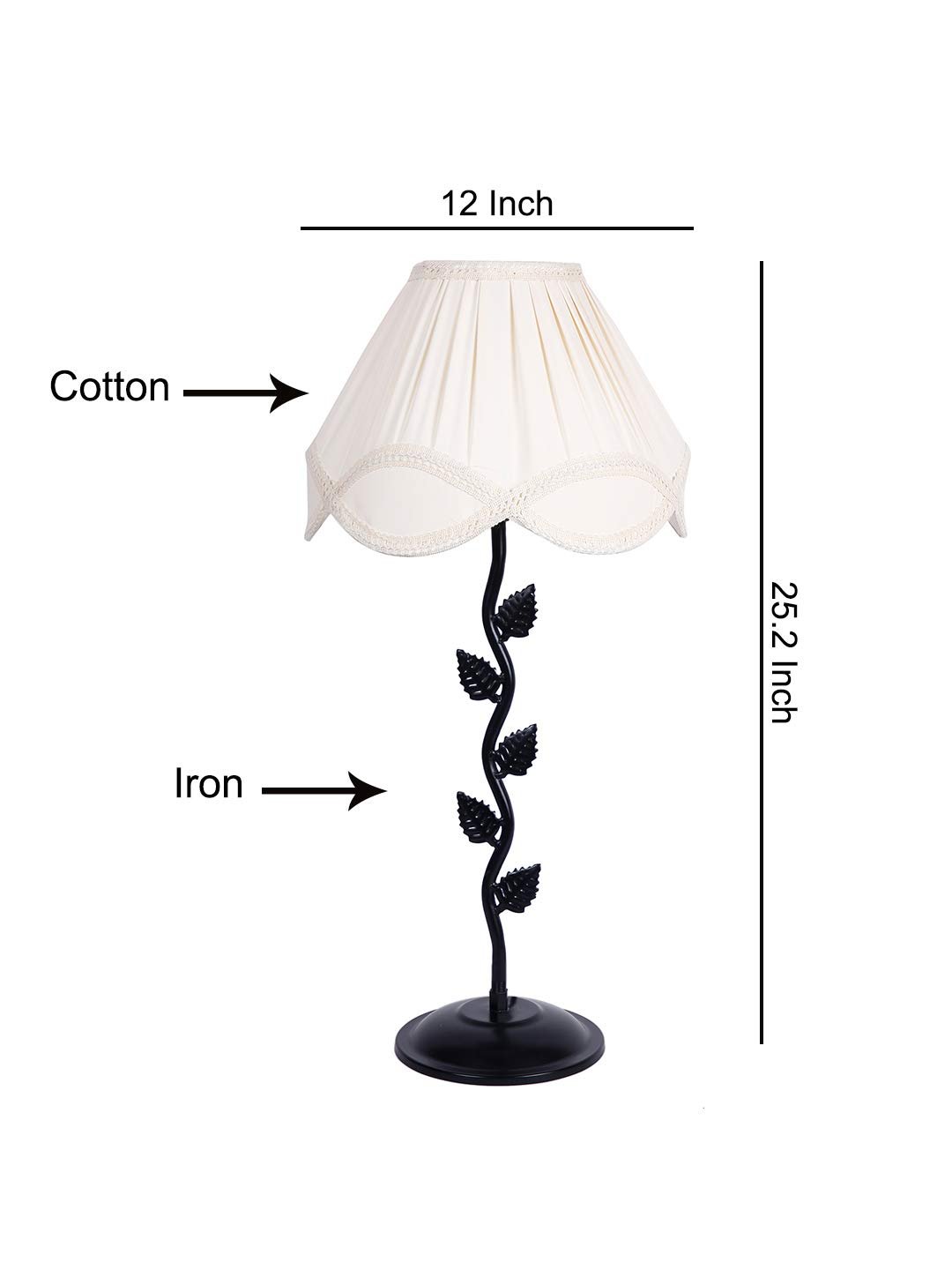Off-White Vinatge Shade Iron Leaf lamp (12x25.2) Inches -13