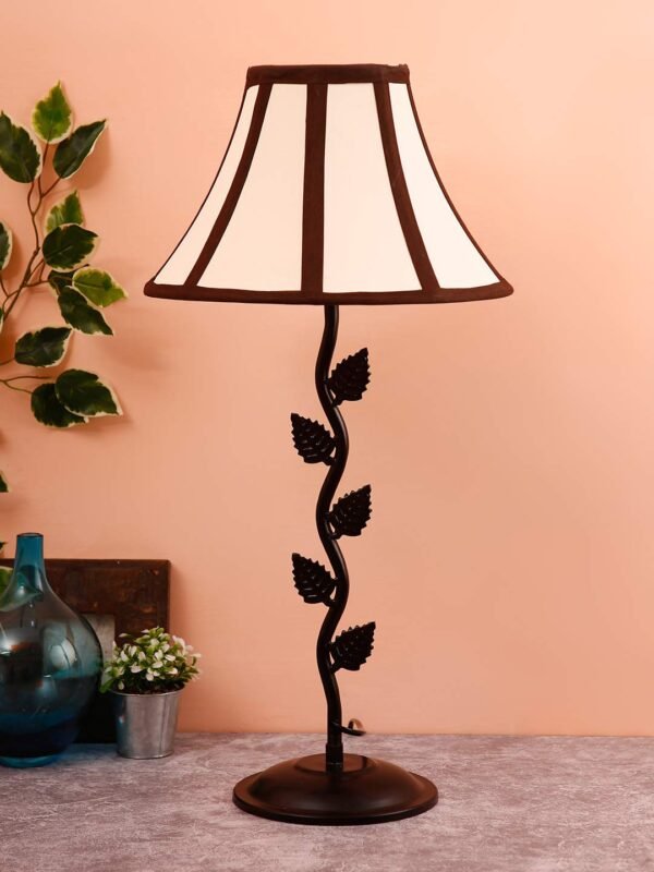 Multicolor Cotton Table lamp with Leaf Iron Lamp (12×24.2) Inches -15