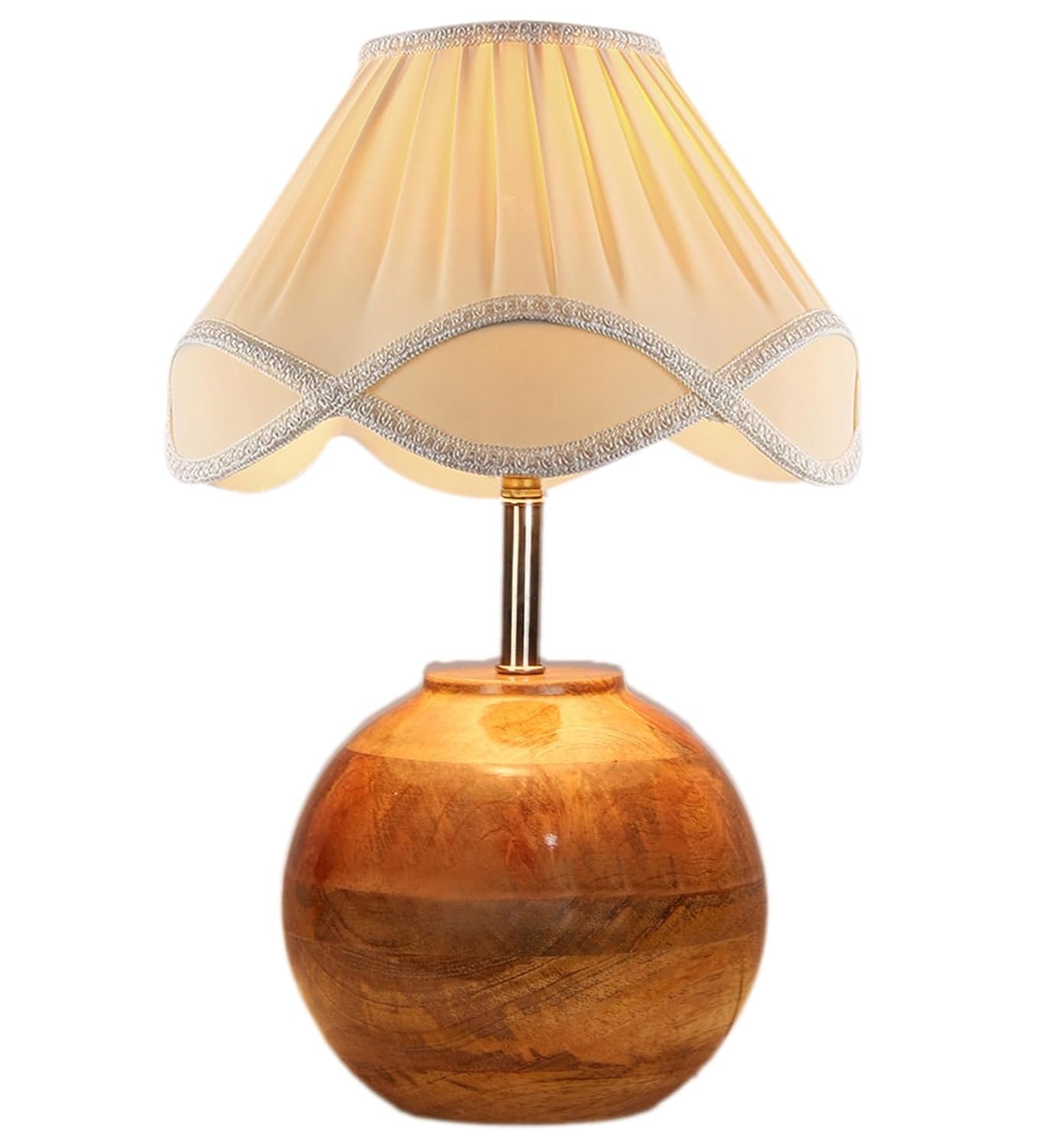 Vintage Off-White Shade with Round Wood matki Natural (12x15) inches -22