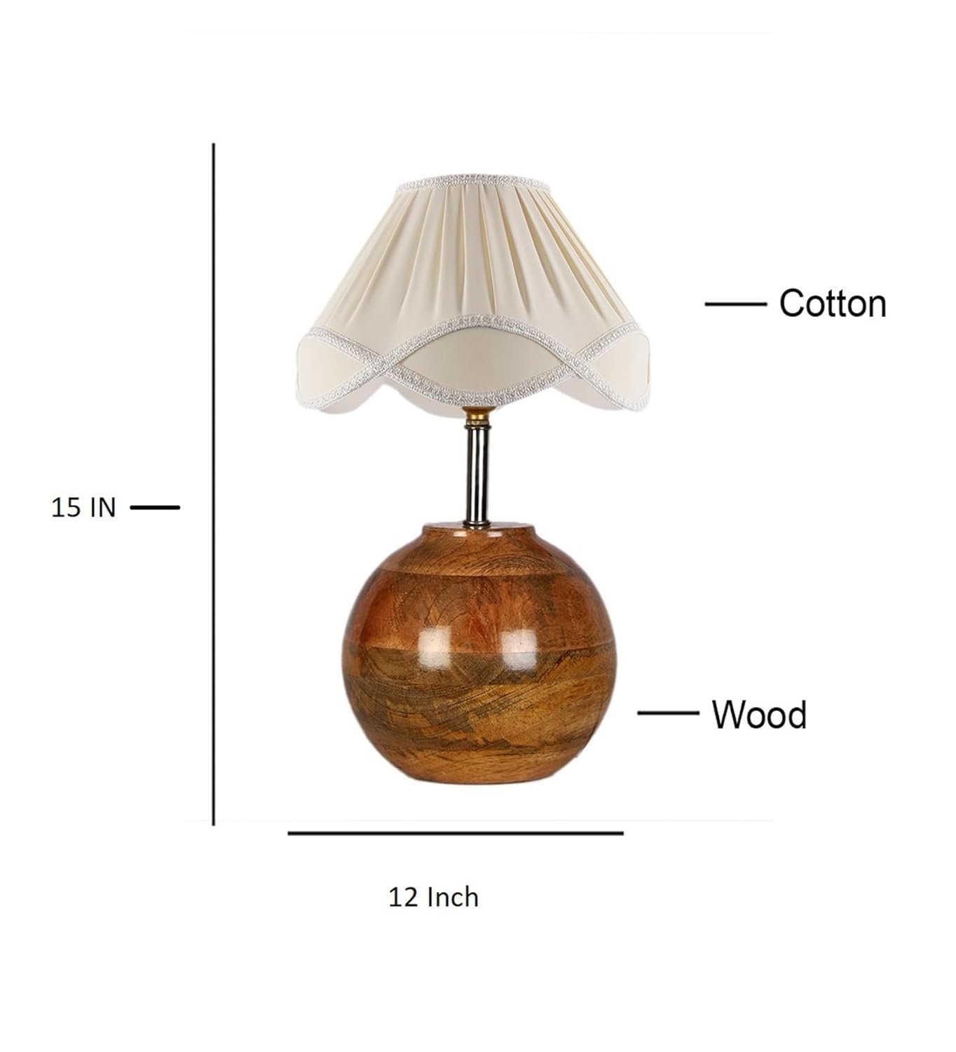 Vintage Off-White Shade with Round Wood matki Natural (12x15) inches -22