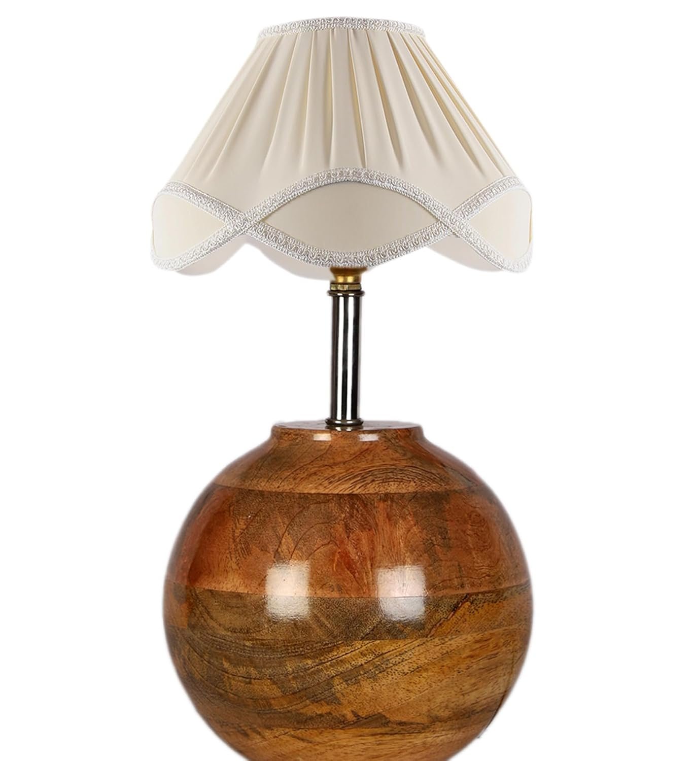 Vintage Off-White Shade with Round Wood matki Natural (12x15) inches -22
