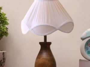 Vintage Off-White Shade with Round Wood Base (12×16) inches -26