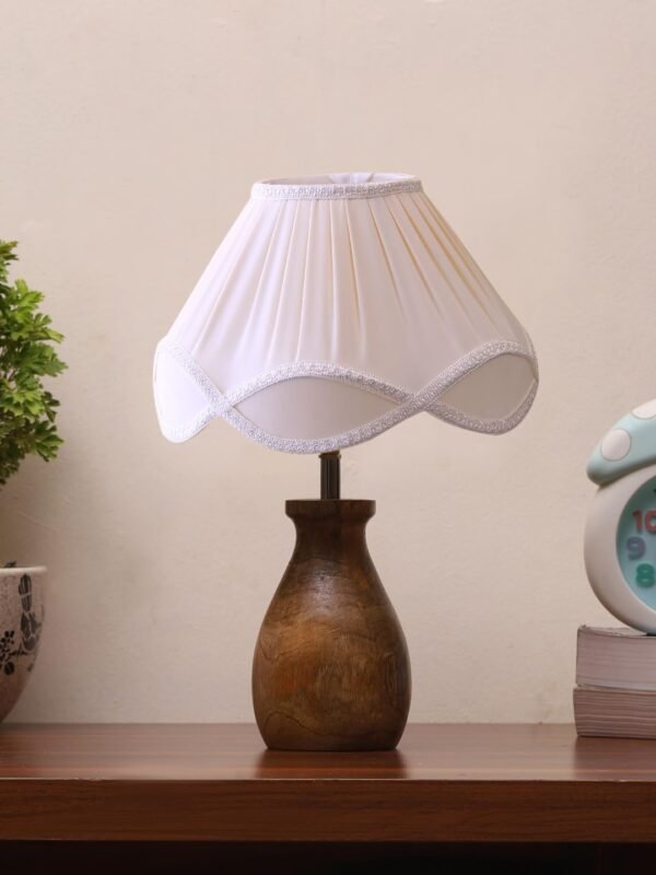Vintage Off-White Shade with Round Wood Base (12×16) inches -26