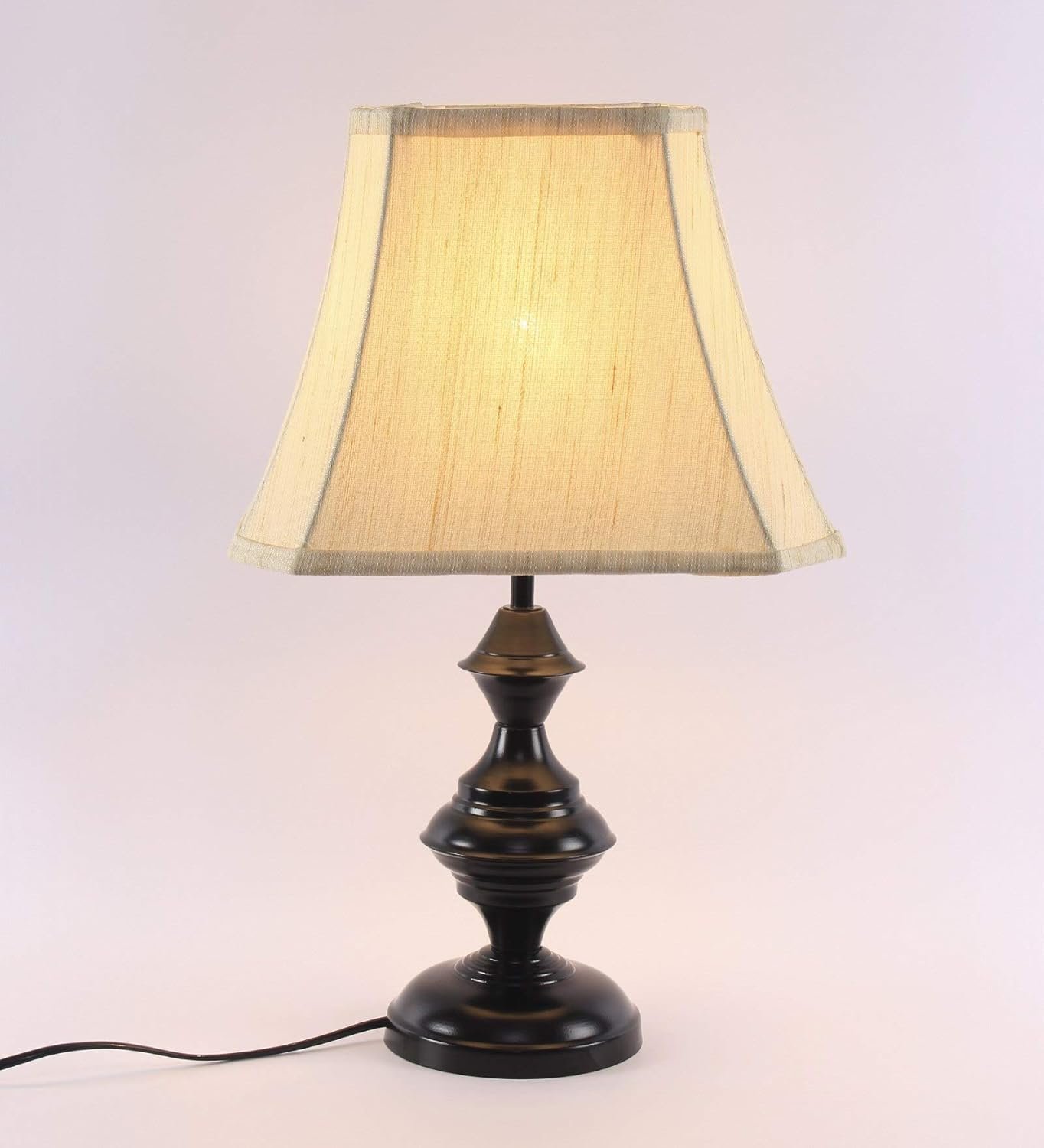 Taj Cotton Off-White Shade with Iron Table Lamp -(12x8x18.7) inches -31