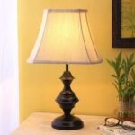 Taj Cotton Off-White Shade with Iron Table Lamp -(12x8x18.7) inches -31