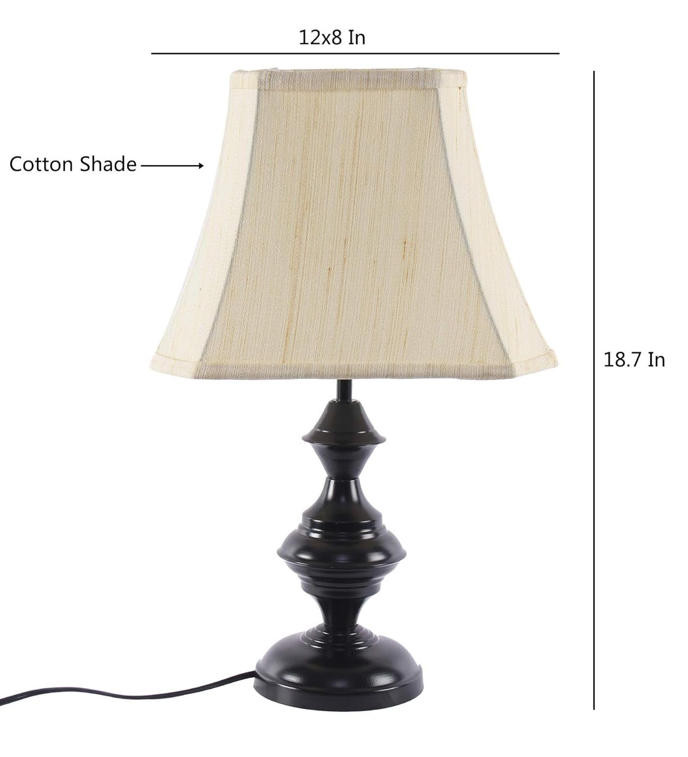 Taj Cotton Off-White Shade with Iron Table Lamp -(12x8x18.7) inches -31