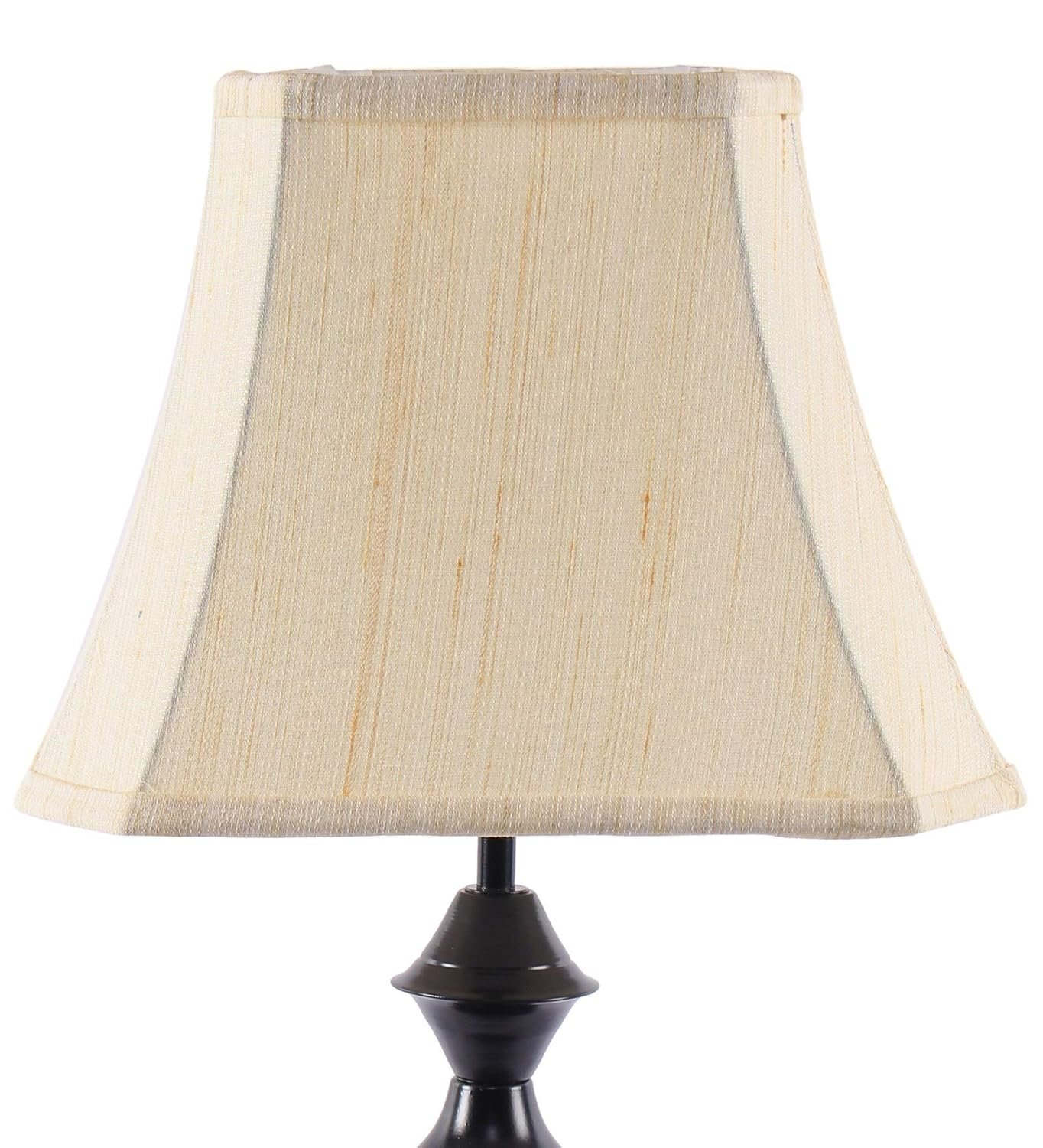 Taj Cotton Off-White Shade with Iron Table Lamp -(12x8x18.7) inches -31