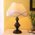 Vinatge Off-White Cotton Iron Table lamp (12×17.7) Inches -32