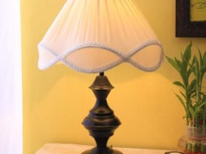 Vinatge Off-White Cotton Iron Table lamp (12x17.7) Inches -32