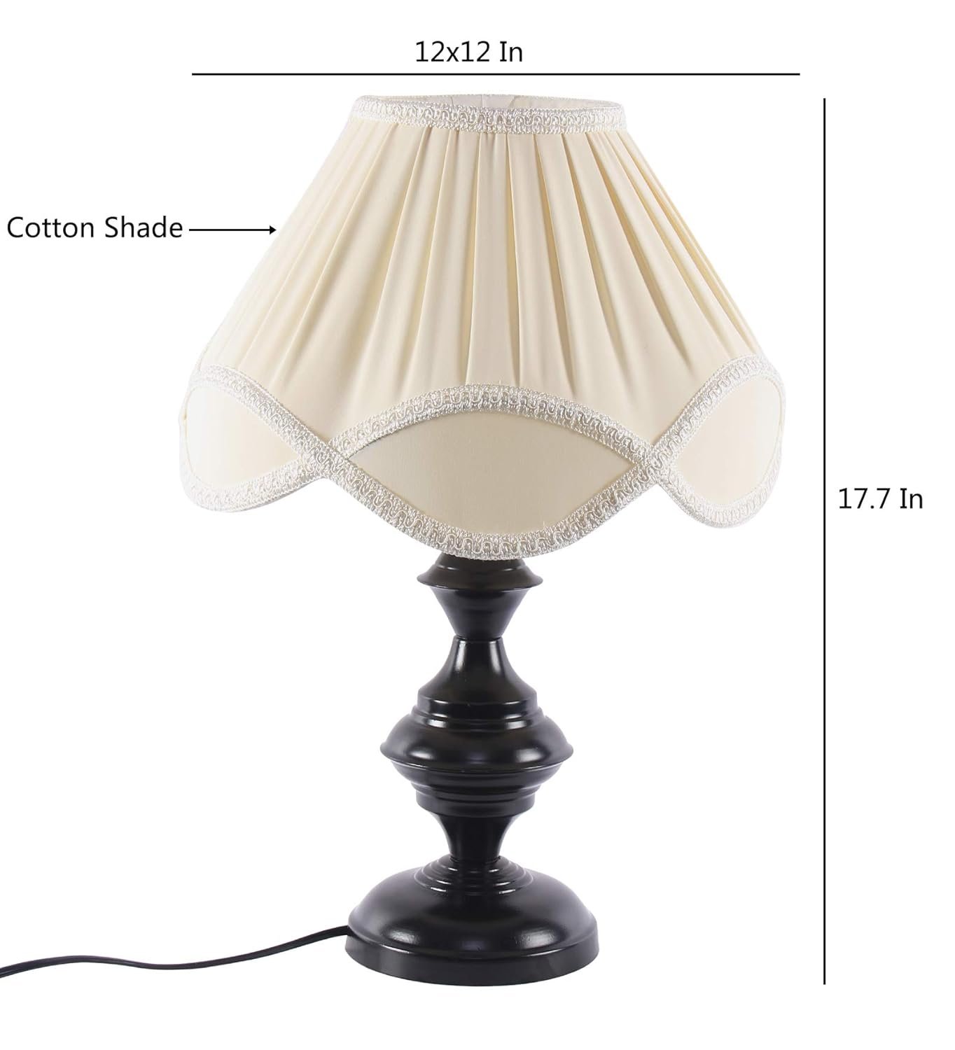 Vinatge Off-White Cotton Iron Table lamp (12x17.7) Inches -32
