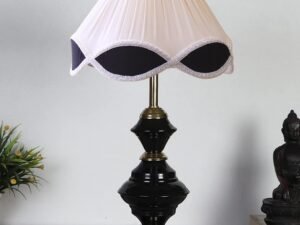 Off-White Vintage Cotton Table lamp with Iron Black Base (12x19.25 inches)-67