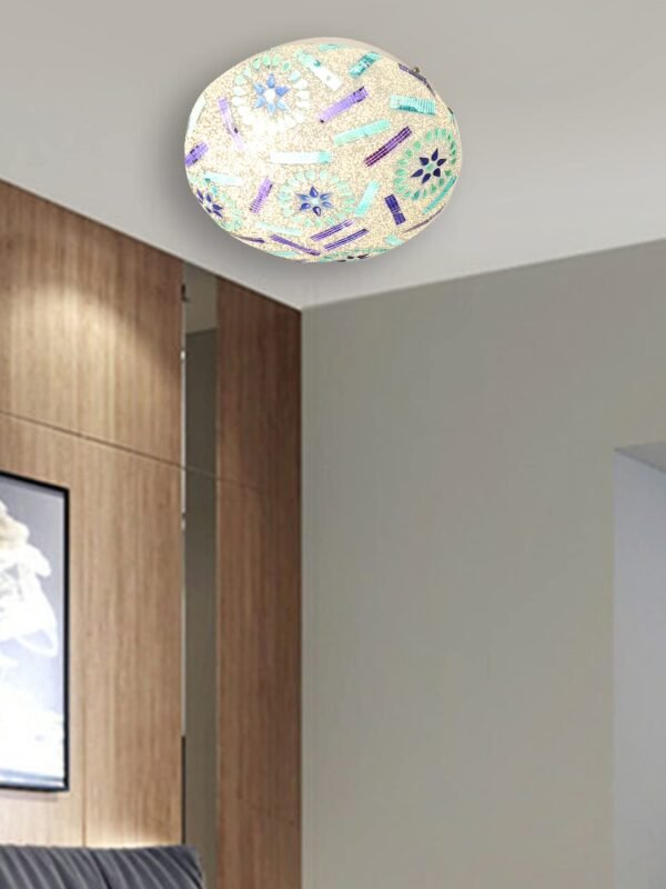 Golden Glass Mosaic Flush Mounted Lamp