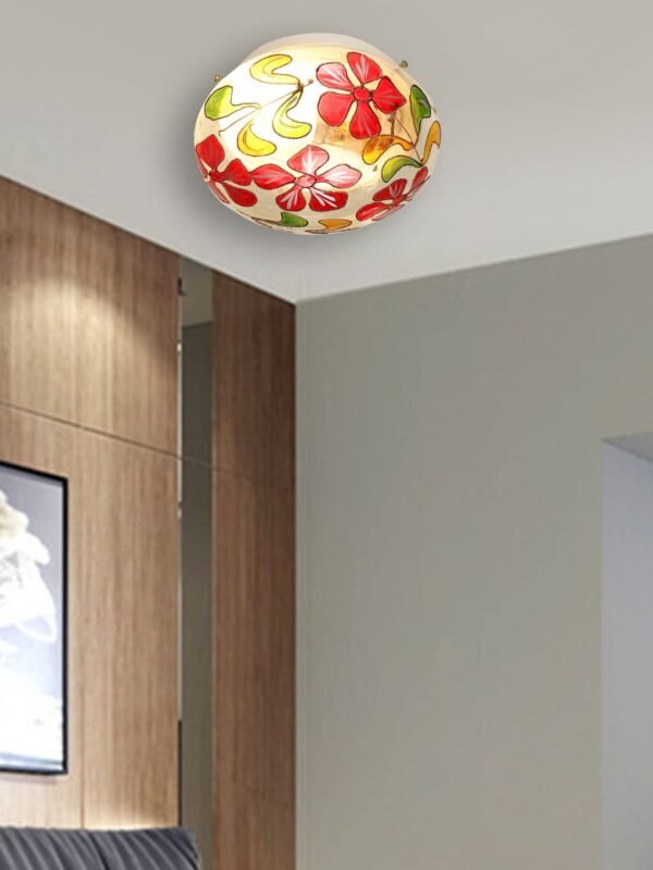 Orange Multicolor Glass Mosaic Flush Mounted Lamp