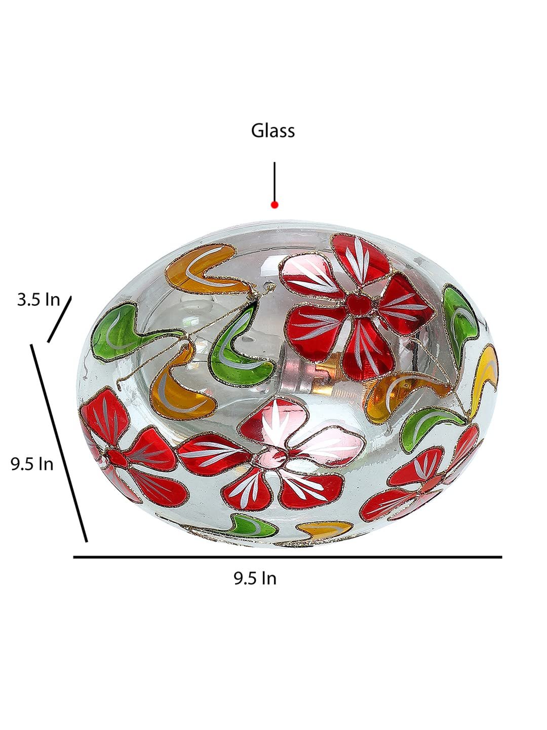 Orange Multicolor Glass Mosaic Flush Mounted Lamp