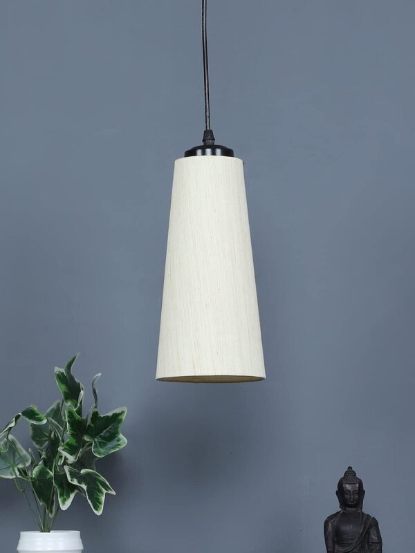 Off-White Cotton Shade Hanging Lamp – (5×21 inches) Height Adjsutable