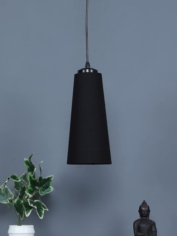 Black Cotton Shade Hanging Lamp- (5×21 inches) Height Adjsutable