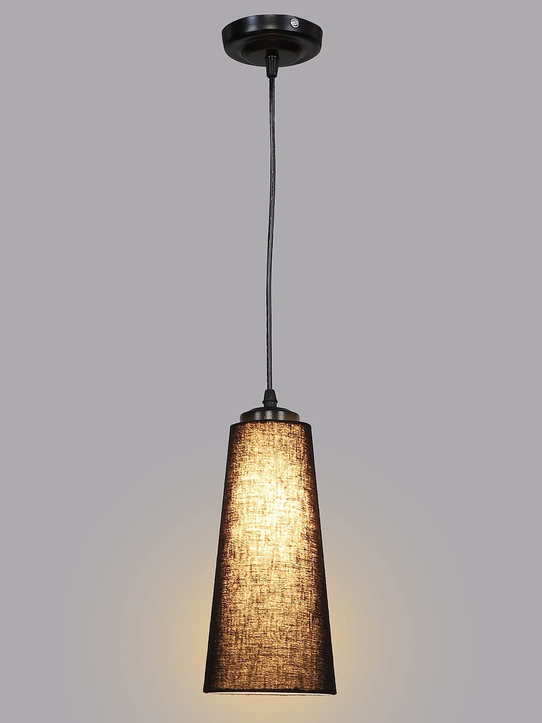 Black Cotton Shade Hanging Lamp- (5x21 inches) Height Adjsutable