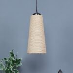 Beige Jute Shade Hanging Lamp – (5×21 inches) Height Adjsutable