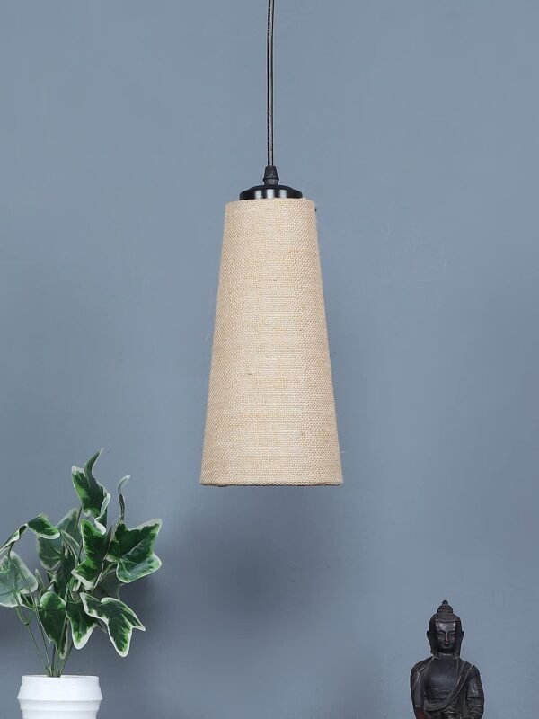 Beige Jute Shade Hanging Lamp – (5×21 inches) Height Adjsutable