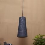 Blue Jute Shade Hanging Lamp – – (5×21 inches) Height Adjsutable