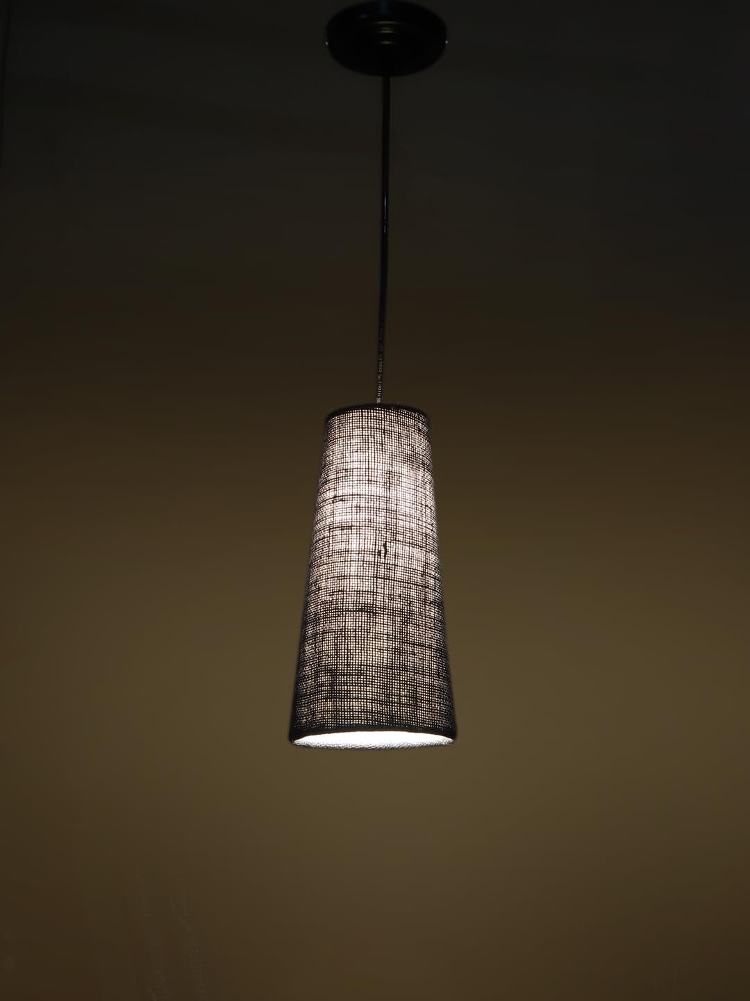 Blue Jute Shade Hanging Lamp - - (5x21 inches) Height Adjsutable