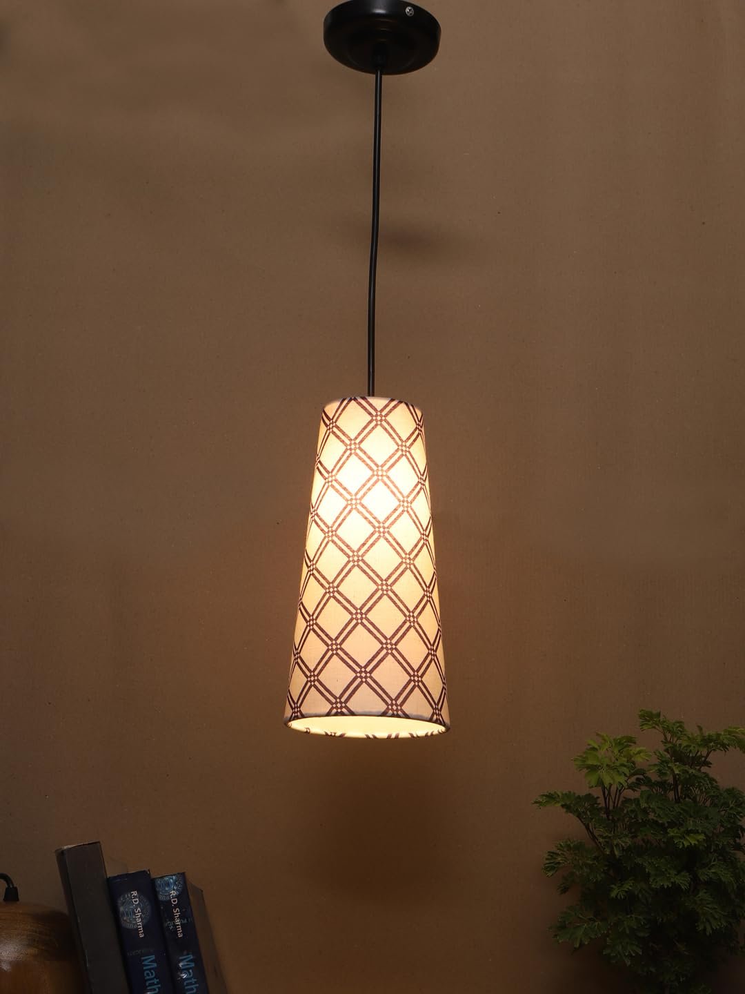 Multicolor Cotton Shade Hanging Lamp - - (5x21 inches) Height Adjsutable-B