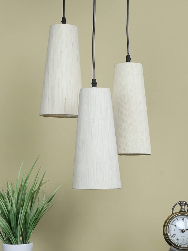 Off-White Cotton Cluster Hanging Lamp – (10×21 inches) Height Adjsutable-F