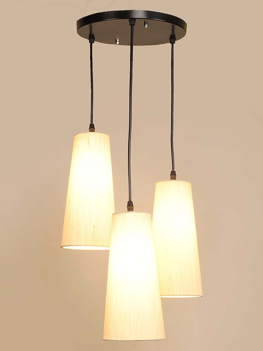 Off-White Cotton Cluster Hanging Lamp - (10x21 inches) Height Adjsutable-F