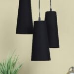Black Cotton Cluster Hanging Lamp- (10×21 inches) Height Adjsutable