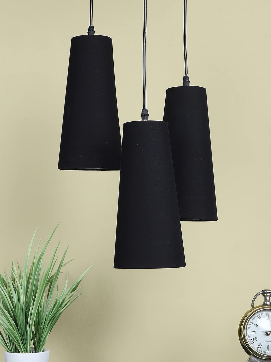 Black Cotton Cluster Hanging Lamp- (10x21 inches) Height Adjsutable