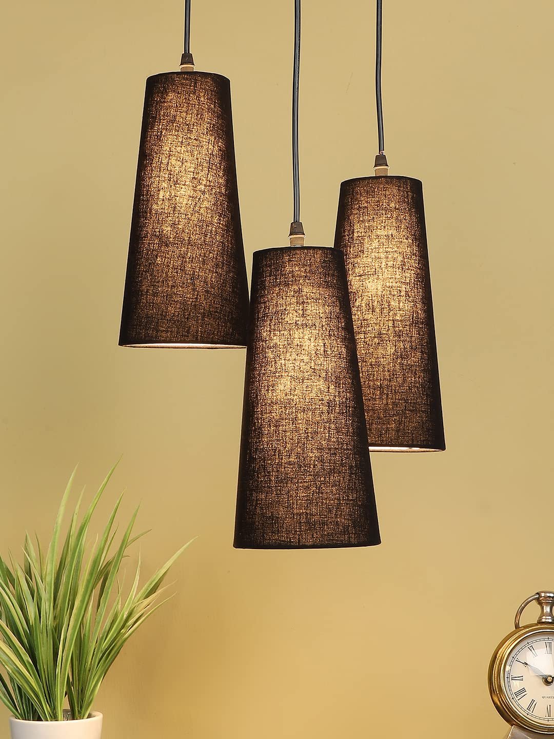 Black Cotton Cluster Hanging Lamp- (10x21 inches) Height Adjsutable